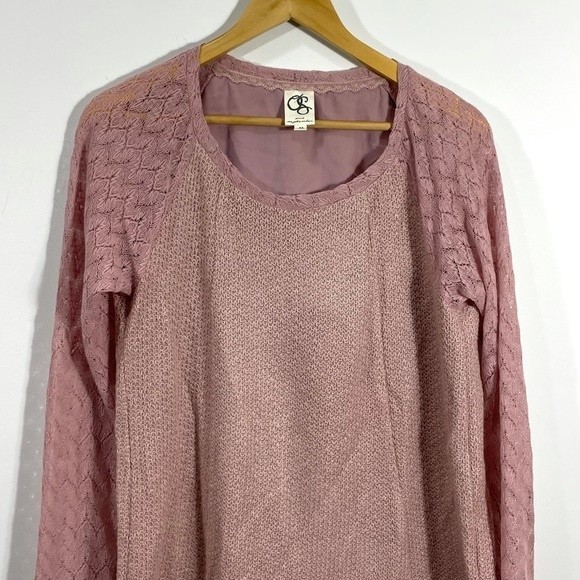 Anthropologie One September M Rosanella Lace Knit Blouse Top Pink - Picture 3 of 10